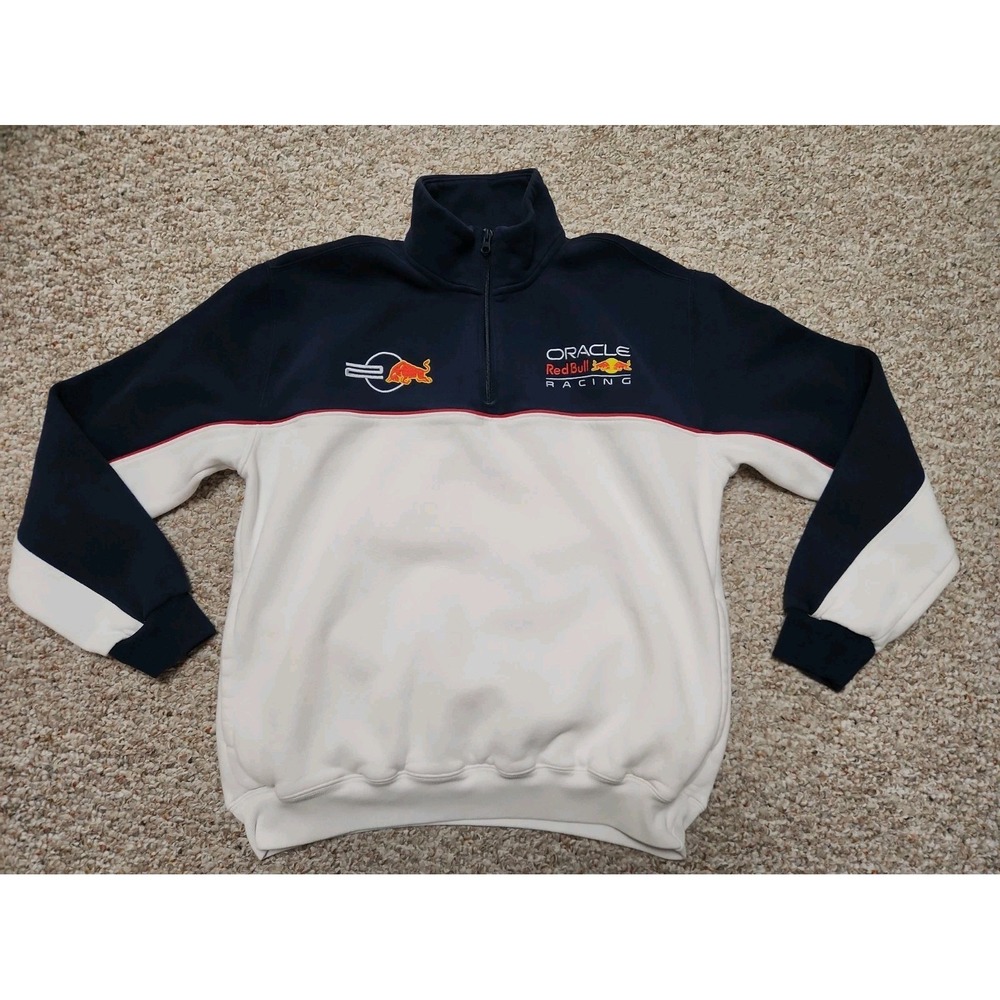 Hollister Oracle Red Bull Racing Pullover 1/4 Zip Sweatshirt Mens Medium Navy